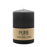 PURE NATURAL WAX, Schwarz, Stumpenkerze, WENZEL, 90/60 mm, Brenndauer ca. 26h, 100% plastikfrei