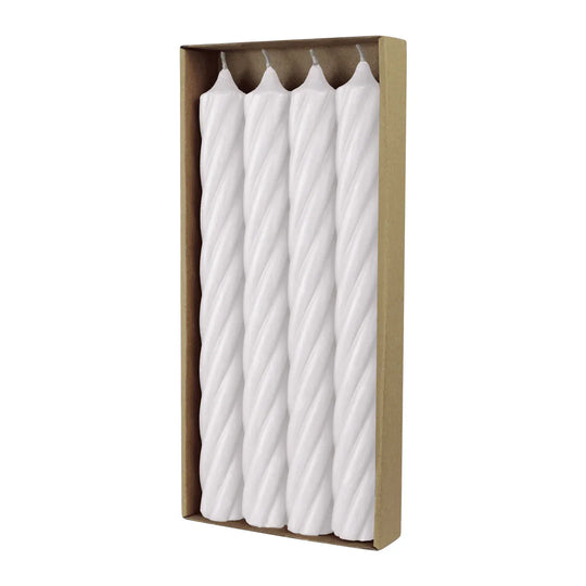 RUSTIC TWIST-Stabkerzen Wollweiß, WENZEL, 250/28 mm, Brenndauer ca. 16h, plastikfrei, 4 Stück