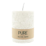 PURE OLIVE WAX, Natural, vegane Stumpenkerze, WENZEL, 90/70 mm, Brenndauer ca. 30h