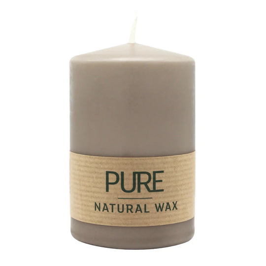 PURE NATURAL WAX, Sand, Stumpenkerze, WENZEL, 90/60 mm, Brenndauer ca. 26h, 100% plastikfrei