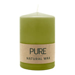 PURE NATURAL WAX, Olive, Stumpenkerze, WENZEL, 90/60 mm, Brenndauer ca. 26h, 100% plastikfrei