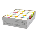 Colorlights Summer-Edition, WENZEL-Teelichter, Brenndauer ca. 8h, 24/38 mm, 40 Stück pro Verpackung - luterna.de