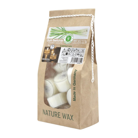 Duftteelichter Lemongras, WENZEL, 24/38 mm, Brenndauer ca. 7h, Beutel mit 18 Stück