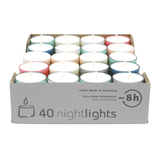 Colorlights Pastell-Edition, WENZEL-Teelichter, Brenndauer ca. 8h, 24/38 mm, 40 Stück pro Verpackung - luterna.de