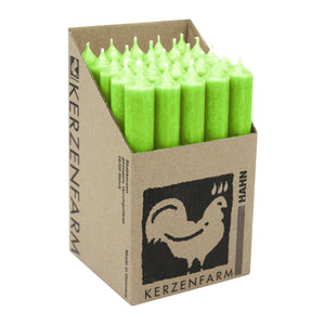 Stabkerzen aus Paraffin, 180/22 mm, Apfelgrün, KERZENFARM HAHN, Brenndauer ca. 8h, 25 Stück pro Verpackung