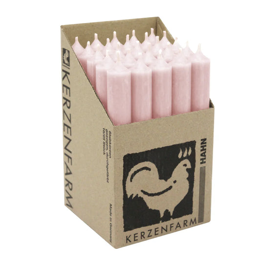 Stabkerzen aus Paraffin, 180/22 mm, Pastellaltrosa, KERZENFARM HAHN, Brenndauer ca. 8h, 25 Stück pro Verpackung