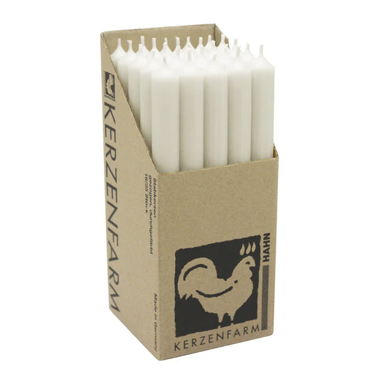 Stabkerzen aus Paraffin, 250/22 mm, Elfenbein, KERZENFARM HAHN, Brenndauer ca. 12h, 25 Stück pro Verpackung