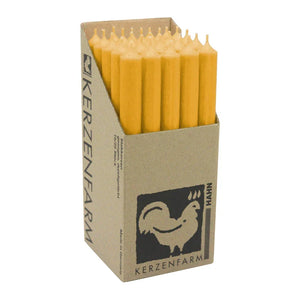 Stabkerzen aus Paraffin, 250/22 mm, Gelb, KERZENFARM HAHN, Brenndauer ca. 12h, 25 Stück pro Verpackung