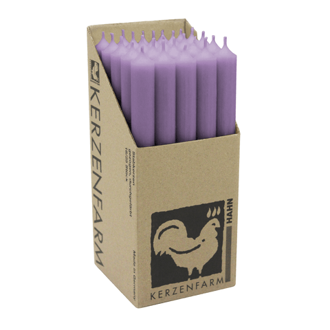 Stabkerzen aus Paraffin, 250/22 mm, Lavendel, KERZENFARM HAHN, Brenndauer ca. 12h, 25 Stück pro Verpackung - luterna.de