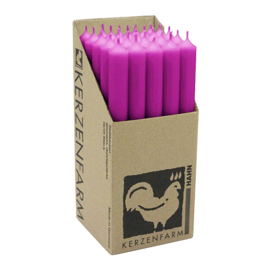 Stabkerzen aus Paraffin, 250/22 mm, Aubergine, KERZENFARM HAHN, Brenndauer ca. 12h, 25 Stück pro Verpackung