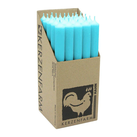 Stabkerzen aus Paraffin, 250/22 mm, Eisblau, KERZENFARM HAHN, Brenndauer ca. 12h, 25 Stück pro Verpackung
