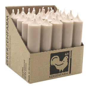 Stabkerzen aus Paraffin, 100/22 mm, Taupe, KERZENFARM HAHN, Brenndauer ca. 4h, 25 Stück pro Verpackung