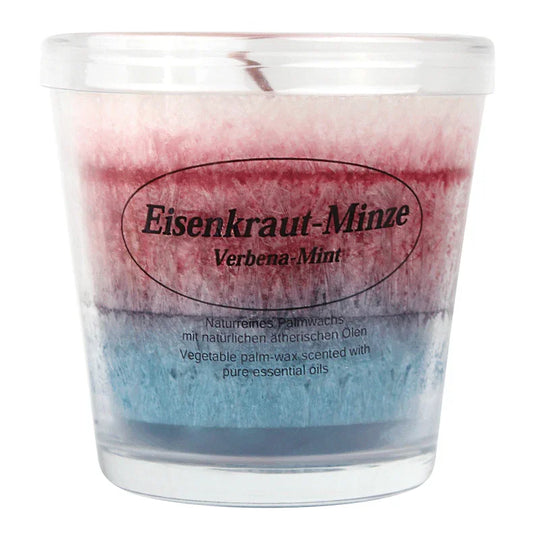 Duftkerze im Glas, Eisenkraut-Minze, 100% pflanzliches Stearin, KERZENFARM HAHN, mit reinen ätherischen Ölen, Brenndauer ca. 24h