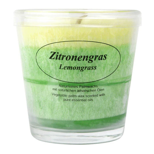 Duftkerze im Glas, Zitronengras, 100% pflanzliches Stearin, KERZENFARM HAHN, mit reinen ätherischen Ölen, Brenndauer ca. 24h