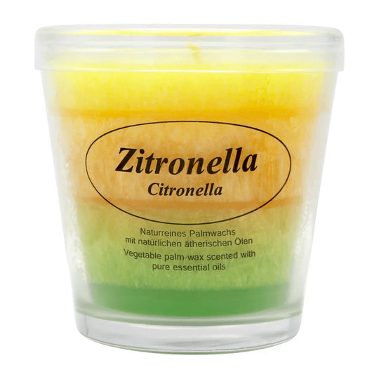 Duftkerze im Glas, Zitronella, 100% pflanzliches Stearin, KERZENFARM HAHN, mit reinen ätherischen Ölen, Brenndauer ca. 24h
