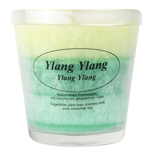 Duftkerze im Glas, Ylang Ylang, 100% pflanzliches Stearin, KERZENFARM HAHN, mit reinen ätherischen Ölen, Brenndauer ca. 24h