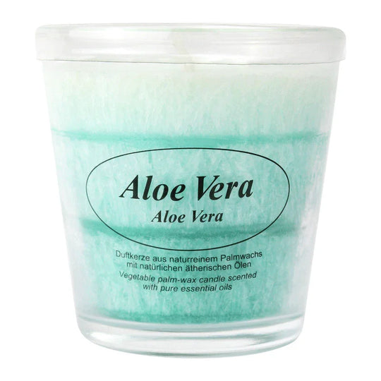 Duftkerze im Glas, Aloe Vera, 100% pflanzliches Stearin, KERZENFARM HAHN, mit reinen ätherischen Ölen, Brenndauer ca. 24h