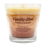 Duftkerze im Glas, Vanille-Zimt, 100% pflanzliches Stearin, KERZENFARM HAHN, mit reinen ätherischen Ölen, Brenndauer ca. 24h