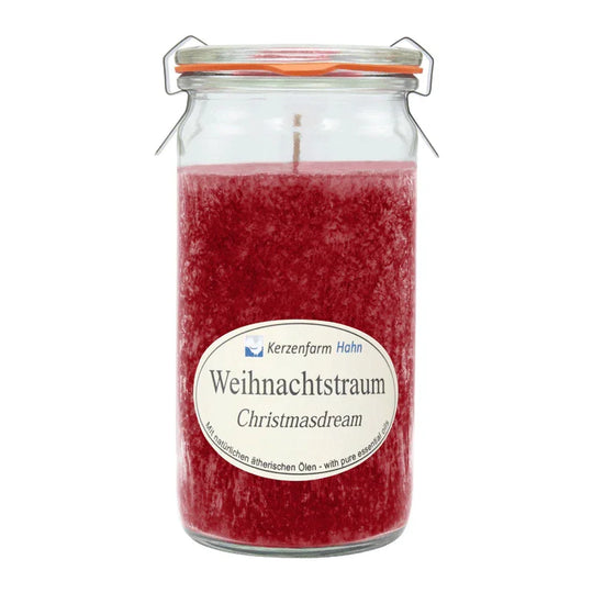Duftkerze im XL-Weckglas®, Weihnachtstraum, 100% pflanzliches Stearin, KERZENFARM HAHN, mit reinen ätherischen Ölen, Brenndauer ca. 40h
