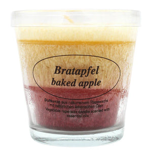 Duftkerze im Glas, Bratapfel, 100% pflanzliches Stearin, KERZENFARM HAHN, mit reinen ätherischen Ölen, Brenndauer ca. 24h