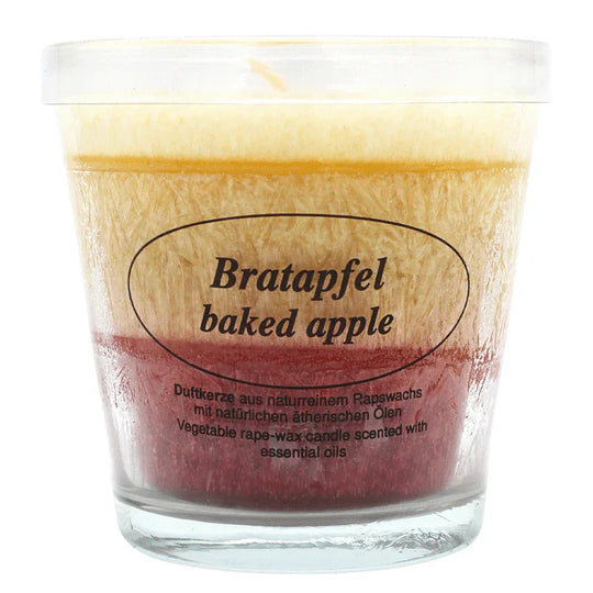Duftkerze im Glas, Bratapfel, 100% pflanzliches Stearin, KERZENFARM HAHN, mit reinen ätherischen Ölen, Brenndauer ca. 24h
