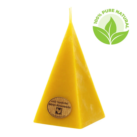 Pyramidenkerze, 100% reines Bienenwachs, KERZENFARM HAHN, 60/140 mm, Brenndauer ca. 15h