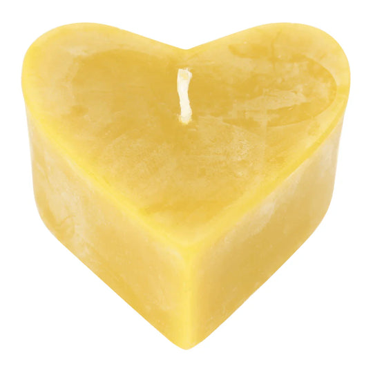 Bienenwachskerze in Herzform, 100% reines Bienenwachs, Natur, KERZENFARM HAHN, 28/65 mm, Brenndauer ca. 6,5h