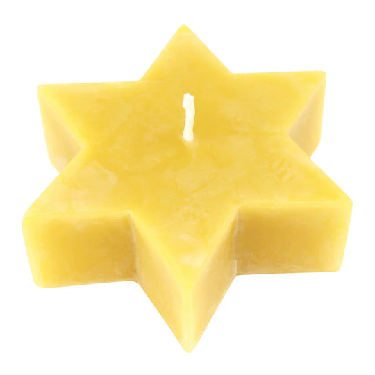 Bienenwachskerze in Sternform, 100% reines Bienenwachs, Natur, KERZENFARM HAHN, H30 x Ø80 mm, Brenndauer ca. 6,5h