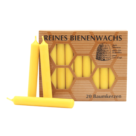 Baumkerzen, 100% reines Bienenwachs, KERZENFARM HAHN, 12/100 mm, Brenndauer ca. 1,15h, 20 Stück - luterna.de