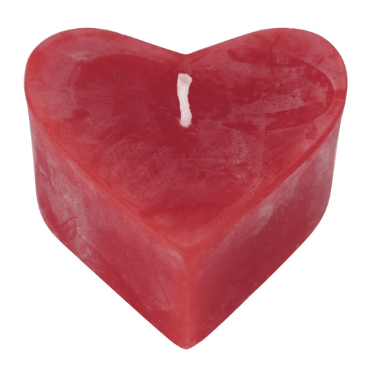 Bienenwachskerze in Herzform, 100% reines Bienenwachs, Rot, KERZENFARM HAHN, 28/65 mm, Brenndauer ca. 6,5h