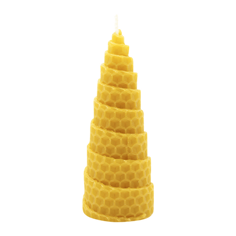 Waben-Bienenwachskerze "Spirale", 100% reines Bienenwachs, KERZENFARM HAHN, 100/40 mm, Brenndauer ca. 4h