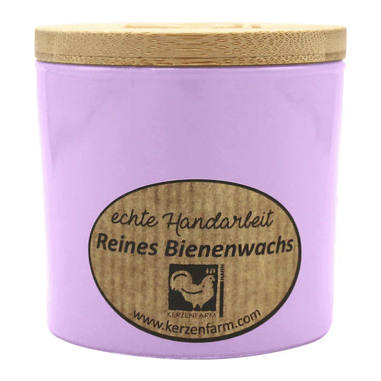 Bienenwachskerze im Glas, Lavendel, 100% reines Bienenwachs, KERZENFARM HAHN, 70/70 mm, Brenndauer ca. 17h