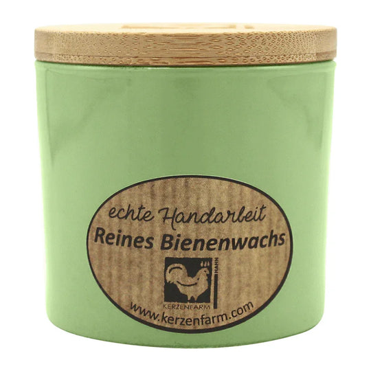 Bienenwachskerze im Glas, Salbei, 100% reines Bienenwachs, KERZENFARM HAHN, 70/70 mm, Brenndauer ca. 17h