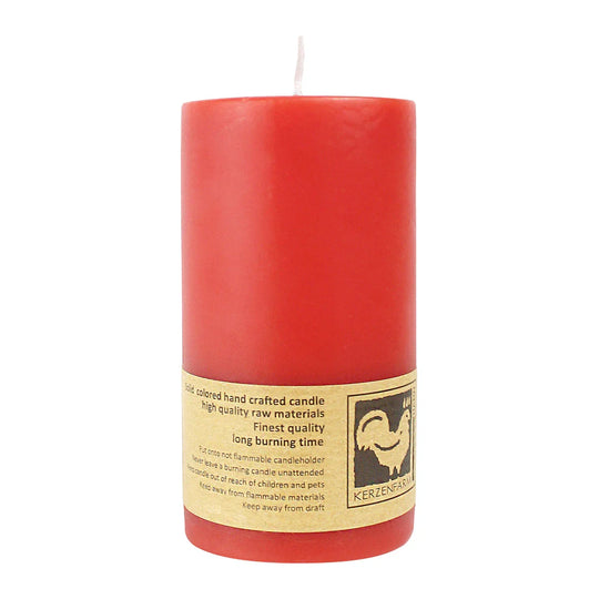 Stumpenkerze aus Paraffin, Rot, 50/90 mm, KERZENFARM HAHN, Brenndauer ca. 29h