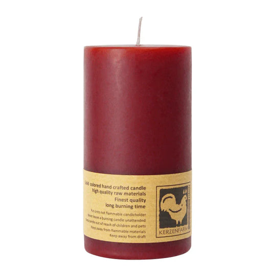 Stumpenkerze aus Paraffin, Dunkelrot, 50/90 mm, KERZENFARM HAHN, Brenndauer ca. 29h