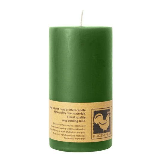 Stumpenkerze aus Paraffin, Dunkelgrün, 50/90 mm, KERZENFARM HAHN, Brenndauer ca. 29h