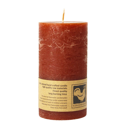 Stumpenkerze aus Paraffin, Rost, Country, 50/90 mm, KERZENFARM HAHN, Brenndauer ca. 29h