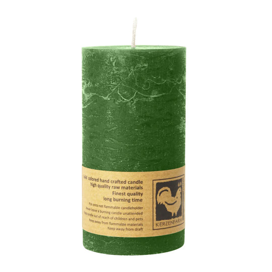 Stumpenkerze aus Paraffin, Dunkelgrün, Country, 50/90 mm, KERZENFARM HAHN, Brenndauer ca. 29h