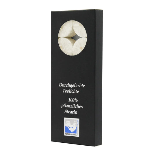 Stearin-Teelichte, 18/38 mm, Elfenbein, KERZENFARM HAHN, Brenndauer ca. 4h, 10 Stück pro Verpackung