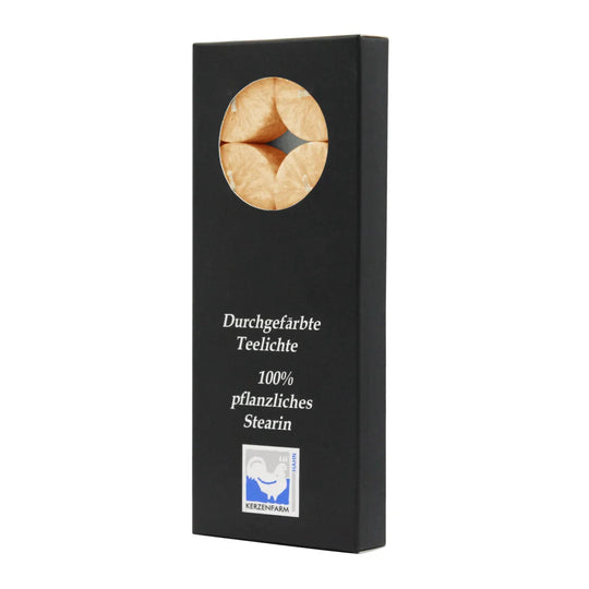 Stearin-Teelichte, 18/38 mm, Orange, KERZENFARM HAHN, Brenndauer ca. 4h, 10 Stück pro Verpackung