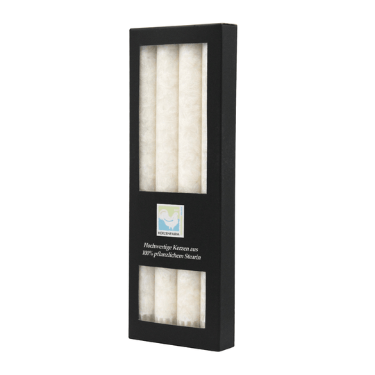 Stearin-Stabkerzen, 22/250 mm, Elfenbein, KERZENFARM HAHN, Brenndauer ca. 10h, 4 Stück pro Verpackung