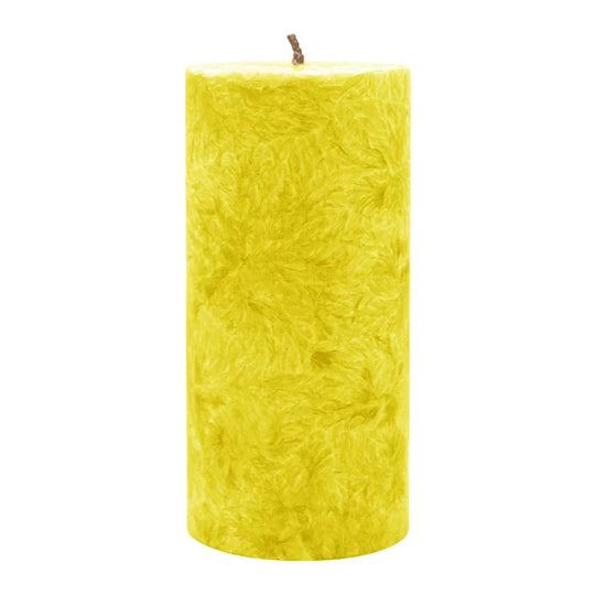 Stumpenkerze aus Stearin, Gelb, 64/135 mm, 100% pflanzlicher Wachs, KERZENFARM HAHN, Brenndauer ca. 41h