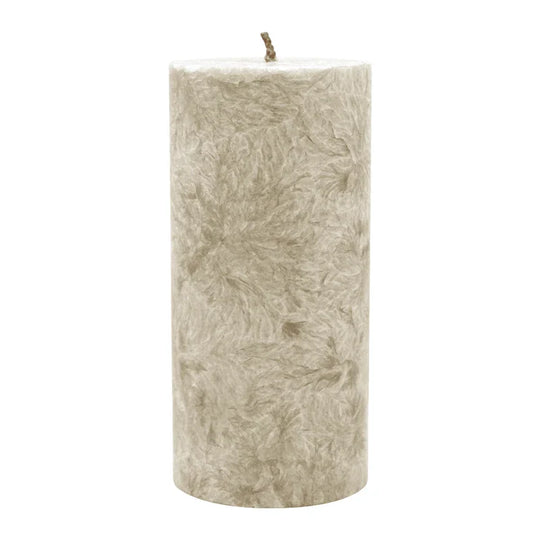 Stumpenkerze aus Stearin, Taupe, 64/135 mm, 100% pflanzlicher Wachs, KERZENFARM HAHN, Brenndauer ca. 41h