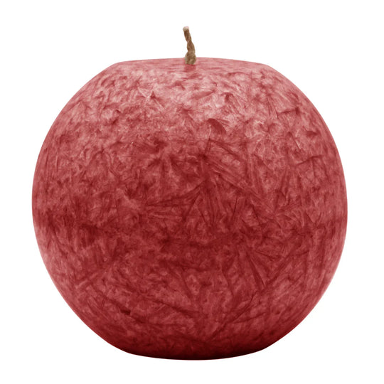 Kugelkerze aus Stearin, Dunkelrot, Ø80 mm, 100% pflanzliches Wachs, KERZENFARM HAHN, Brenndauer ca. 25h