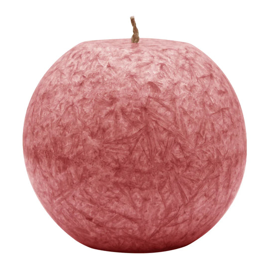 Kugelkerze aus Stearin, Rot, Ø80 mm, 100% pflanzliches Wachs, KERZENFARM HAHN, Brenndauer ca. 25h