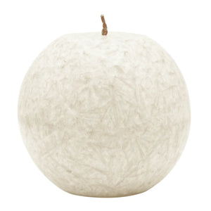 Kugelkerze aus Stearin, Elfenbein, Ø80 mm, 100% pflanzliches Wachs, KERZENFARM HAHN, Brenndauer ca. 25h