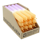 DIP DYE Stabkerzen aus Paraffin, 180/22 mm, Mandarin-Violett, KERZENFARM HAHN, Brenndauer ca. 7h, 16 Stück pro Verpackung