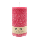 PURE OLIVE WAX, Karminrot, vegane Stumpenkerze, WENZEL, 130/70 mm, Brenndauer ca. 47h