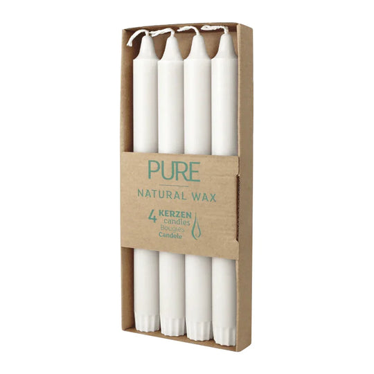 PURE NATURAL WAX Stabkerzen, Natural, WENZEL, 250/23 mm, Brenndauer ca. 10h, plastikfrei, 4 Stück