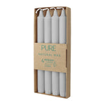 PURE NATURAL WAX Stabkerzen, Silbergrau, WENZEL, 250/23 mm, Brenndauer ca. 10h, plastikfrei, 4 Stück